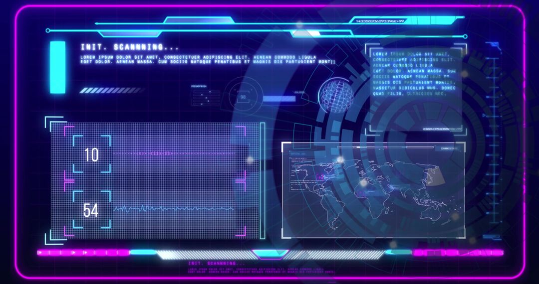 Futuristic Digital Interface Screen with Data Processing