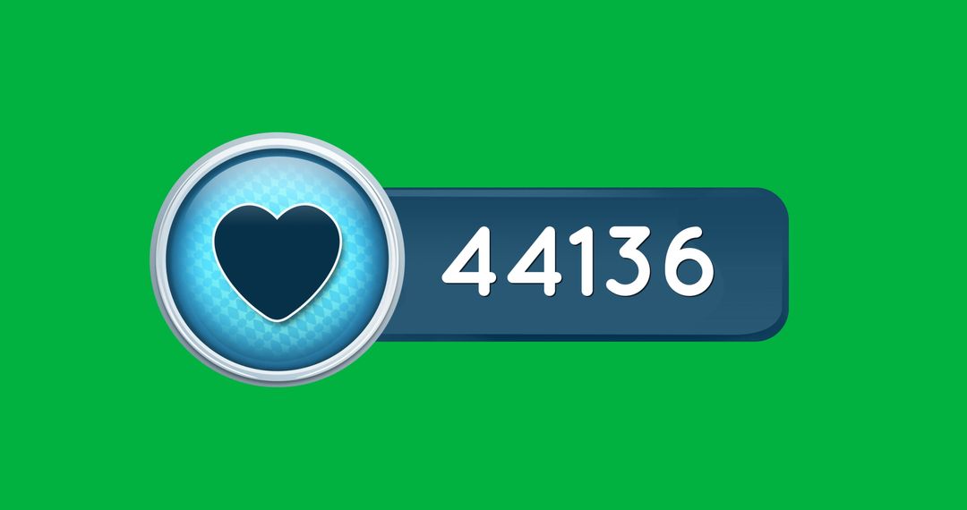 Heart Icon with Numbers on Vibrant Green Background