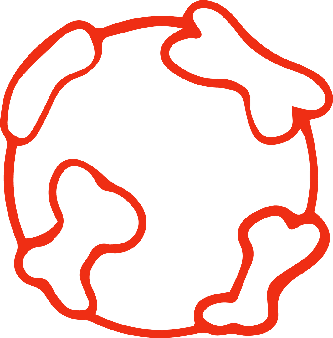 Red Transparent Globe Icon with Abstract Land Shapes