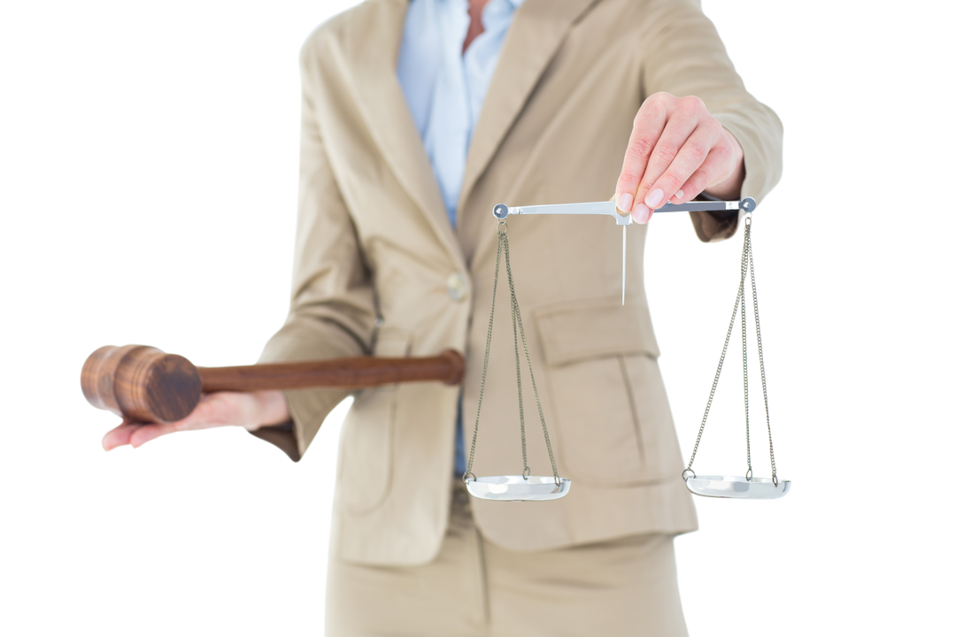 Transparent Representation of Scale of Justice and Gavel Held by Businesswoman - Download Free Stock Images Pikwizard.com