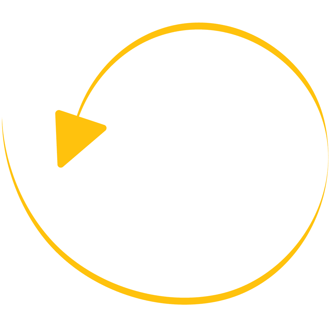 Yellow Curved Arrow Illustration on Transparent Background