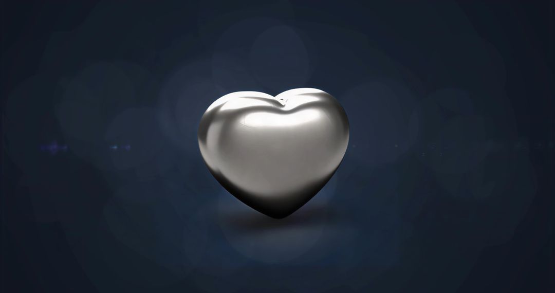 Floating Metallic Heart Reflecting Soft Bokeh Lights for Luxury, Tech and Romantic Design