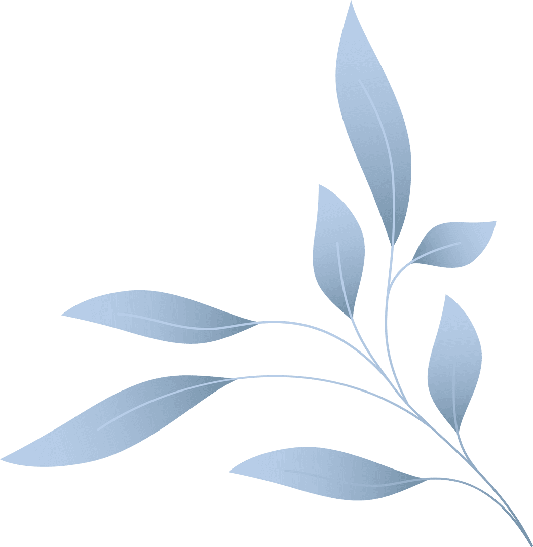 Elegant Transparent Branch with Blue Gradient Leaves