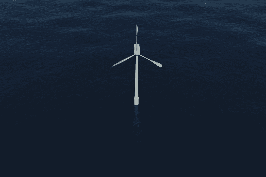 Isolated Wind Turbine in Ocean on Transparent Background