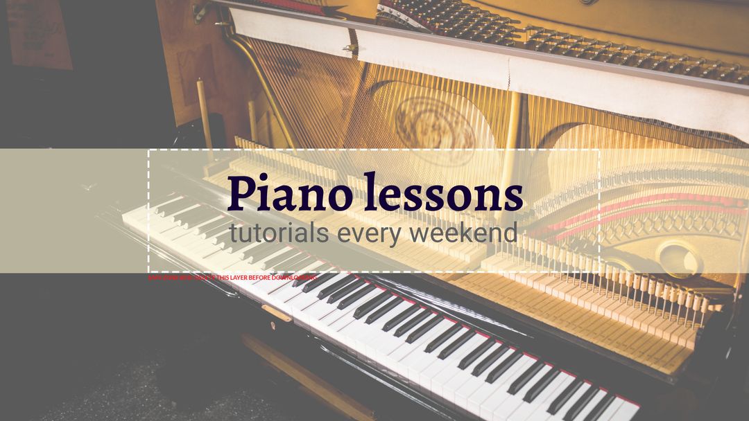 Piano Lessons Advertisement with Open Grand Piano
