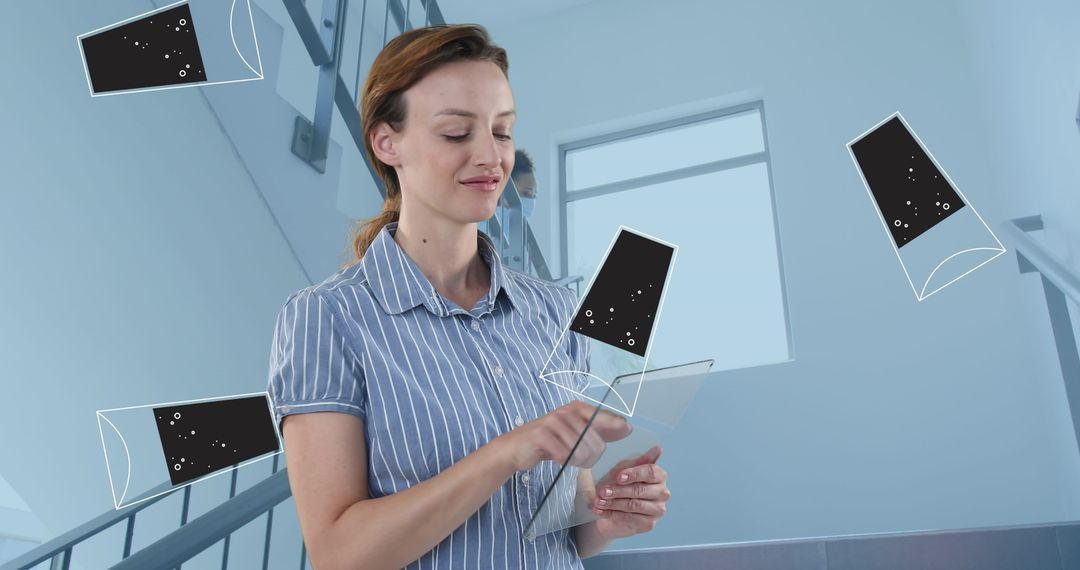 Creative Collage Drinks and Smiling Worker in Seamless Integration