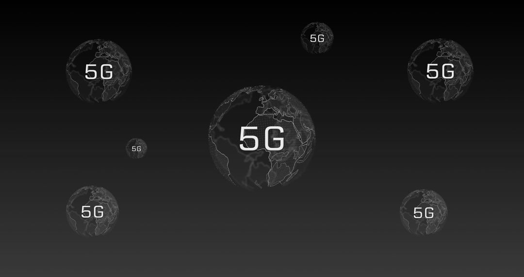 Digital Network Globes with 5G Connection Hint