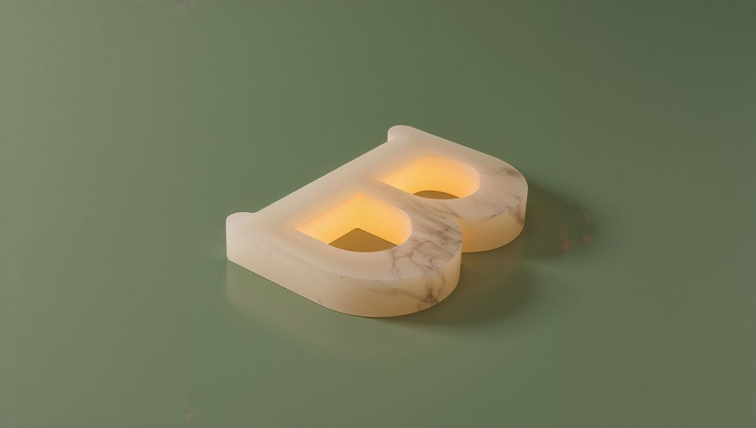 Artificial Intelligence Generated Marble Textured Letter B with Ambient Glow