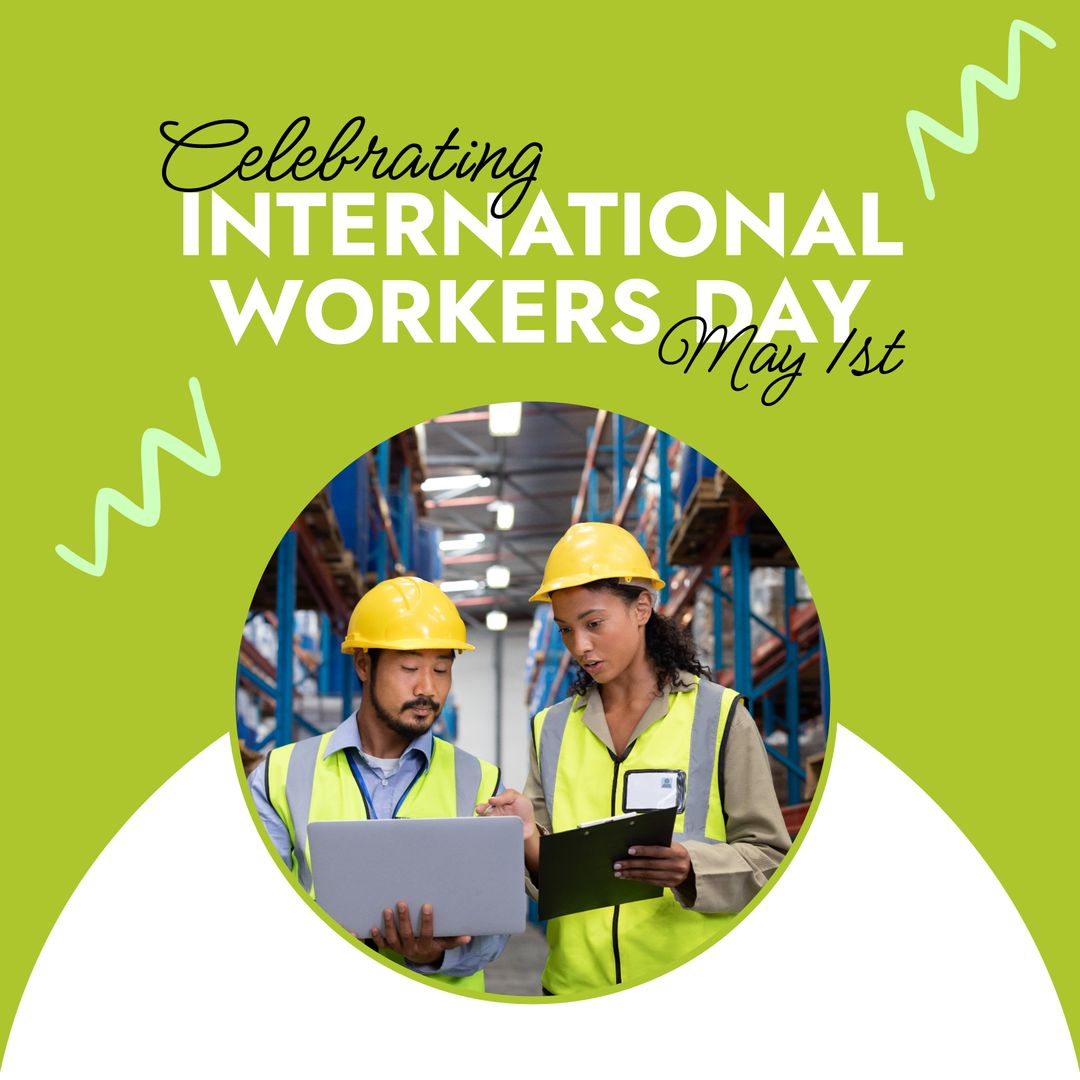 International Workers Day Celebration with Workers in Safety Gear - Download Free Stock Templates Pikwizard.com