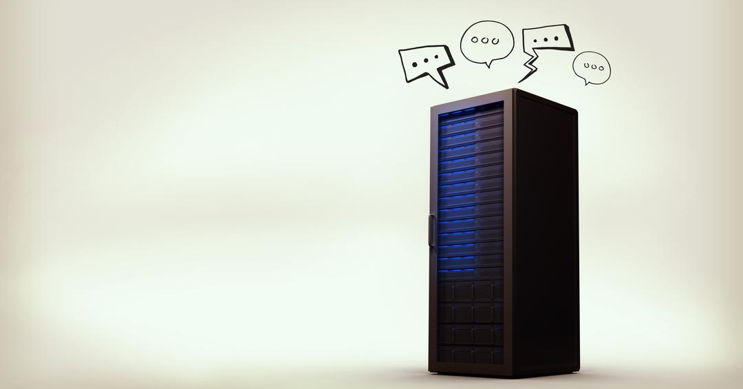 Isolated Server Rack with Speech Bubbles Communication Concept - Free Images, Stock Photos and Pictures on Pikwizard.com