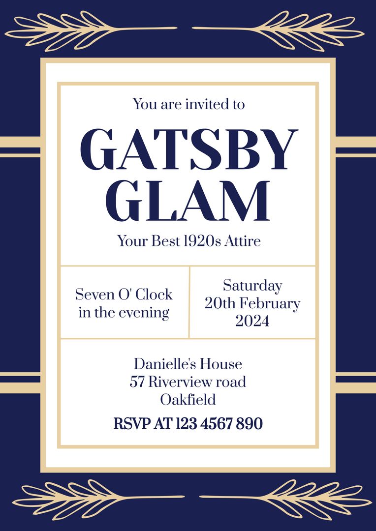 Elegant Gatsby Themed Invitation for 1920s Party - Download Free Stock Templates Pikwizard.com