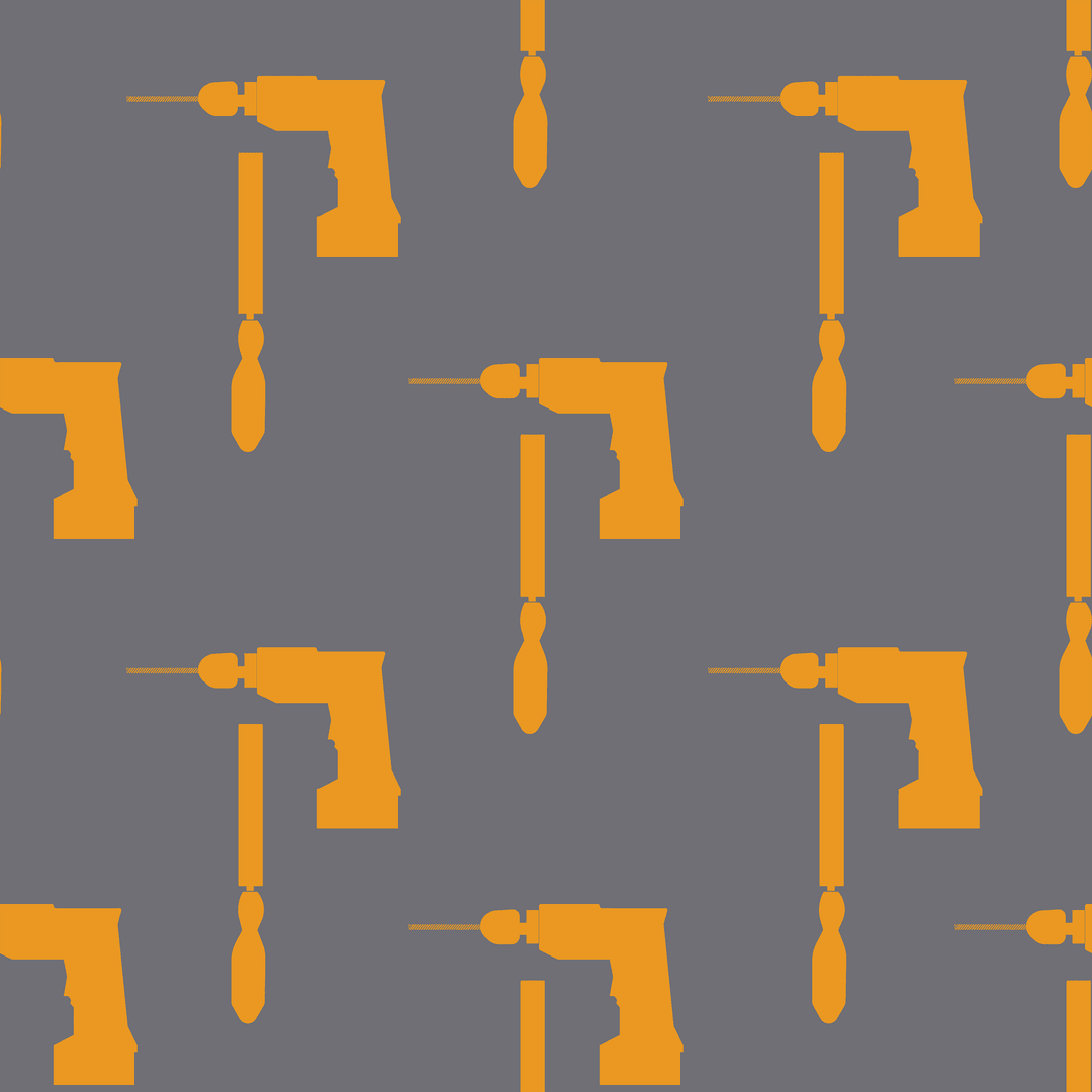 Transparent Pattern of Orange Mechanical Tools on Dark Background