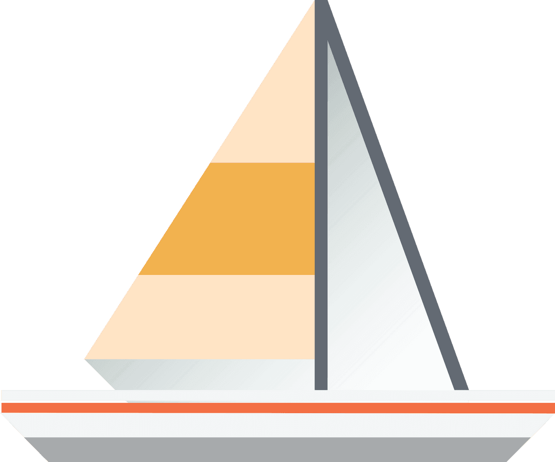 Transparent Vector Sailboat with Colorful Sails Illustration