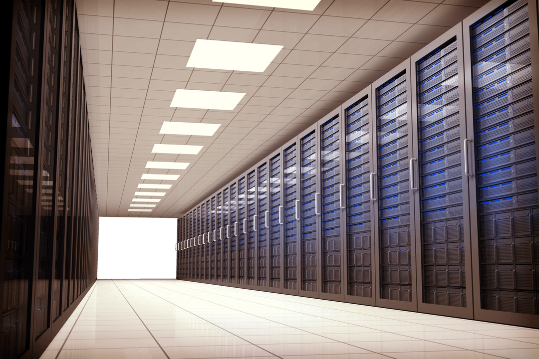 Digital Illustration of Data Center Servers on Transparent Background