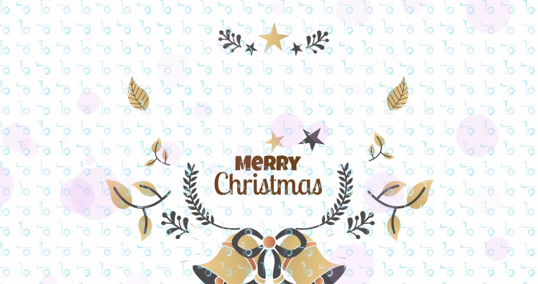 Merry Christmas Text with Festive Decorations and Bells