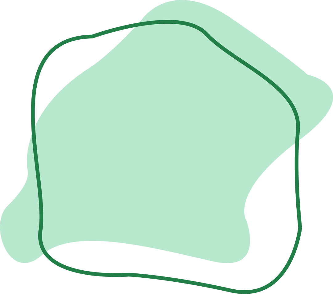 Abstract Mint Green Blob with Dark Gold Outline on Transparent