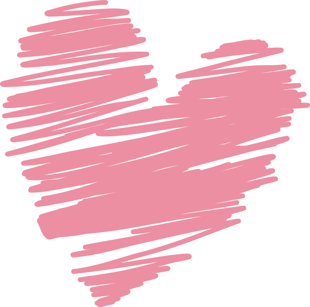 Pink Hand-Drawn Heart with Transparent Background Brush Stroke Design