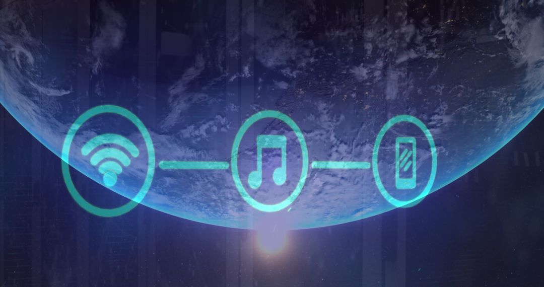 Global Internet Network Connection with Digital Icons Over Earth