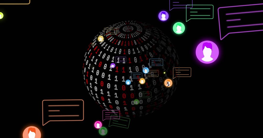 Digital data processing with ai icons and global connectivity