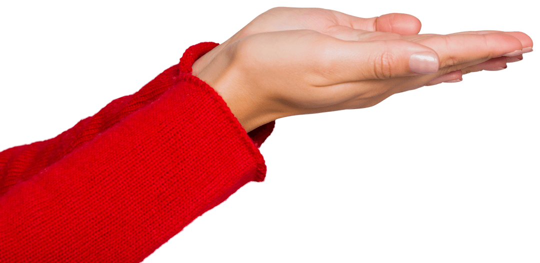 Woman Holding Out Hands in Open Gesture on Transparent Background