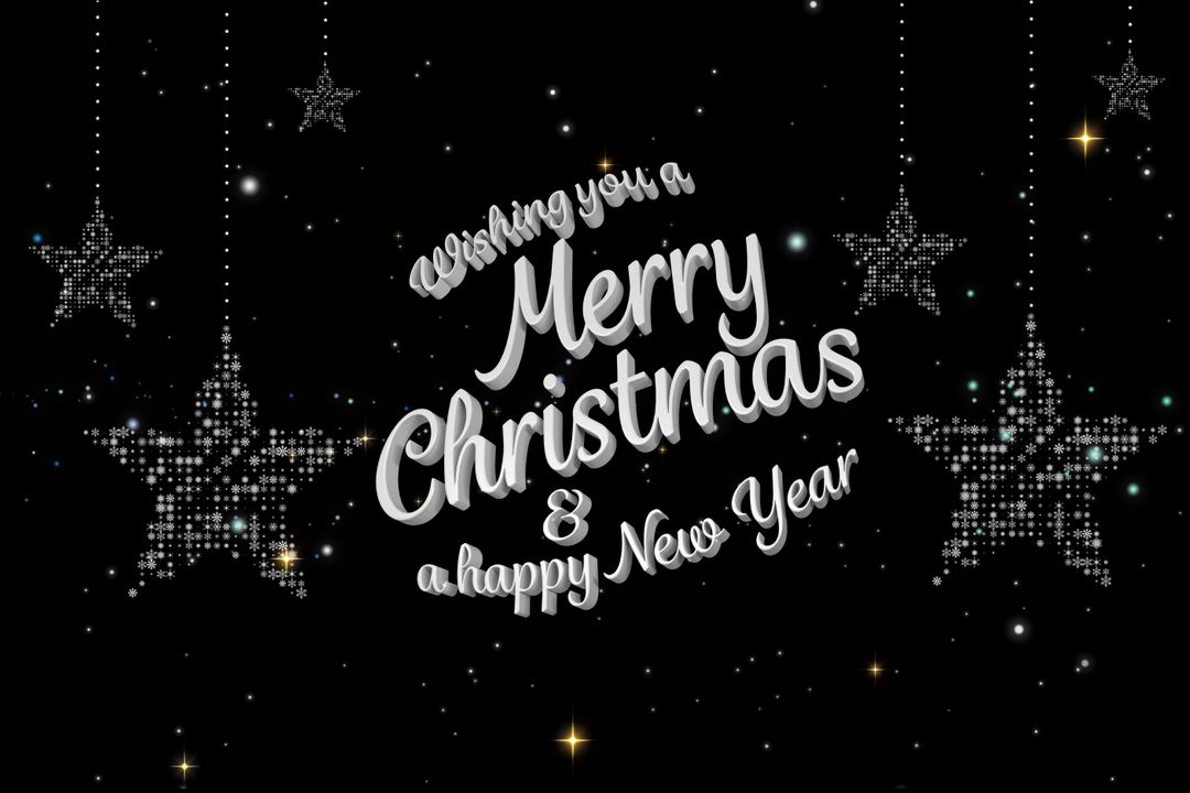 Festive Christmas New Year Greeting with Sparkling Stars