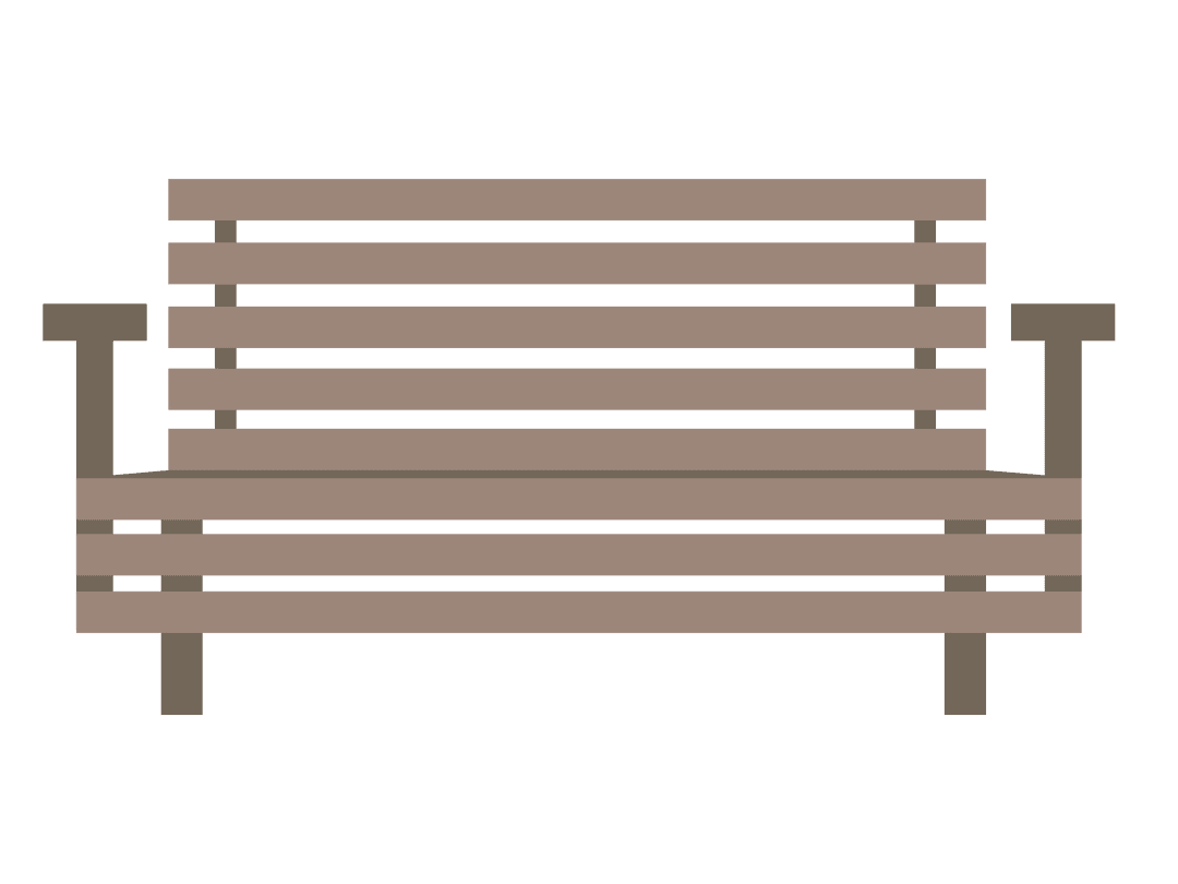 Stylized Brown Bench Illustration on Transparent Background