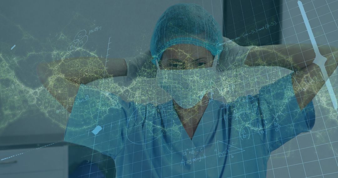 Surgeon with Technical Overlay Highlighting Medical Research