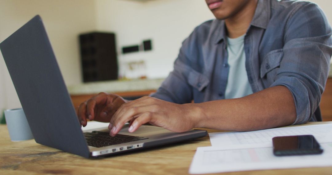 Remote Work Productivity with Laptop at Home Office