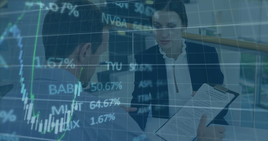 Business Meeting Incorporating Financial Data Visualization