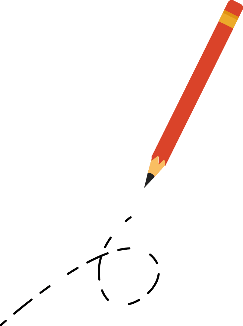 Red Pencil Leaving Broken Dashed Spiral on Transparent Background