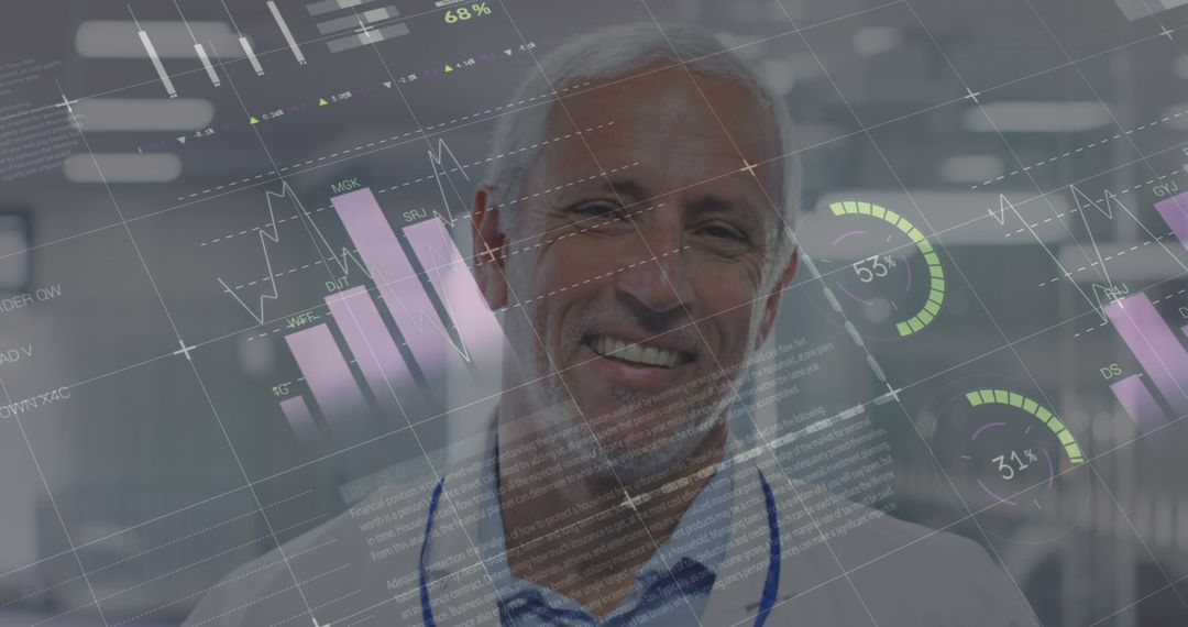 Senior Doctor Analyzing Virtual Health Data Trends