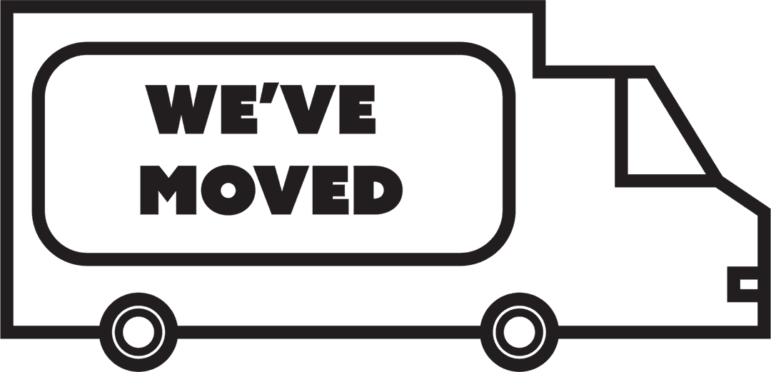 Digital Transparent Moving Truck Illustration with We’ve Moved Text