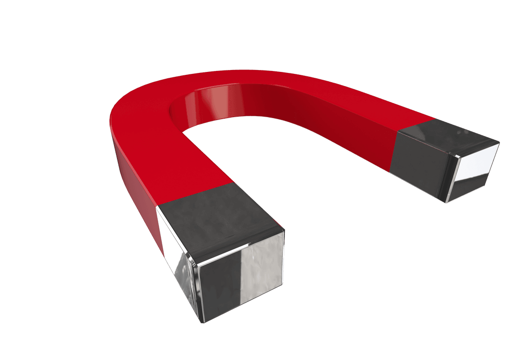 Red and Silver Magnet on Transparent Background