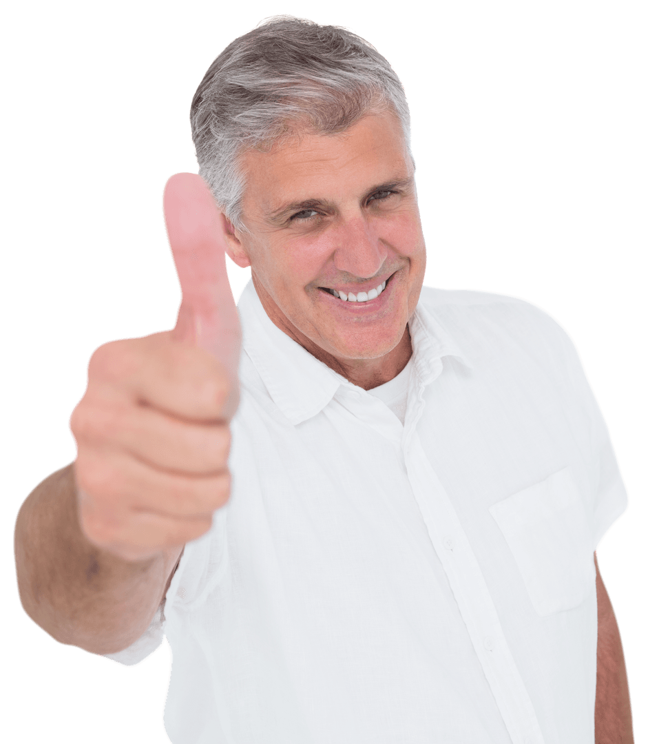 Smiling Senior Man Giving Confident Thumbs Up Gesture Transparent