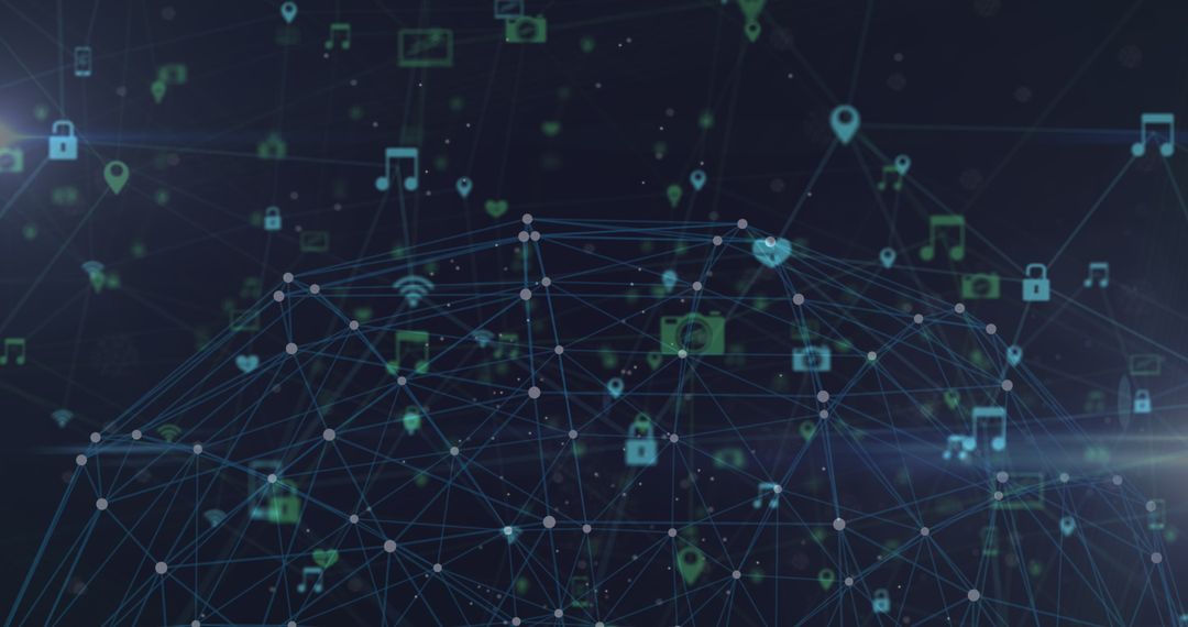 Digital Global Network with Connection Lines and Icons
