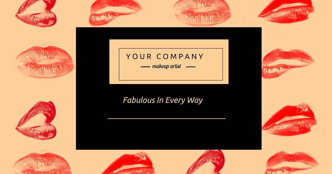 Elegant Makeup Artist Ad with Red Lips Pattern for Beauty Branding - Download Free Stock Templates Pikwizard.com