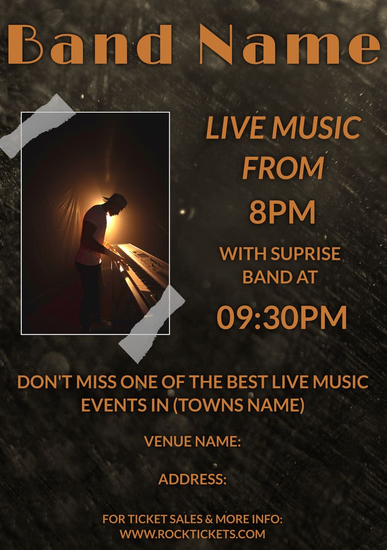 Live Music Event Poster with Pianist on Stage Under Spotlight - Download Free Stock Templates Pikwizard.com