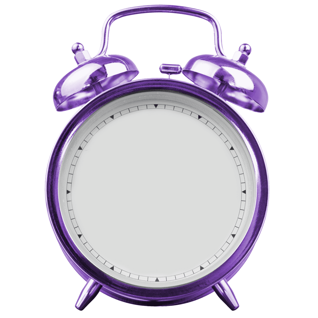 Vibrant Purple Alarm Clock with Transparent Face Design