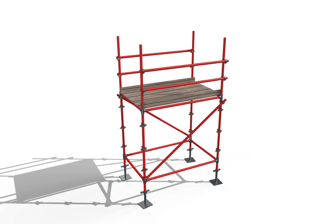 Transparent 3D Red Scaffolding Structure on White Background