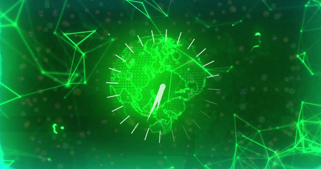 Digital Clock over Global Network Background