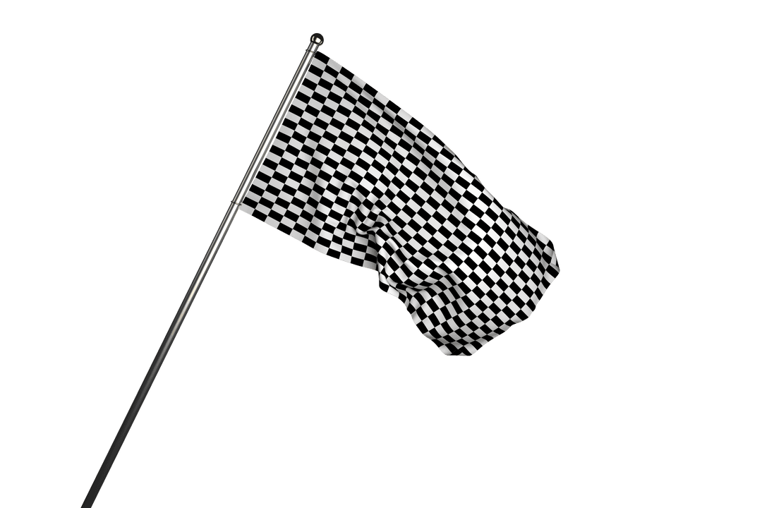 Checkered Racing Flag on Transparent Background for Competitive Themes