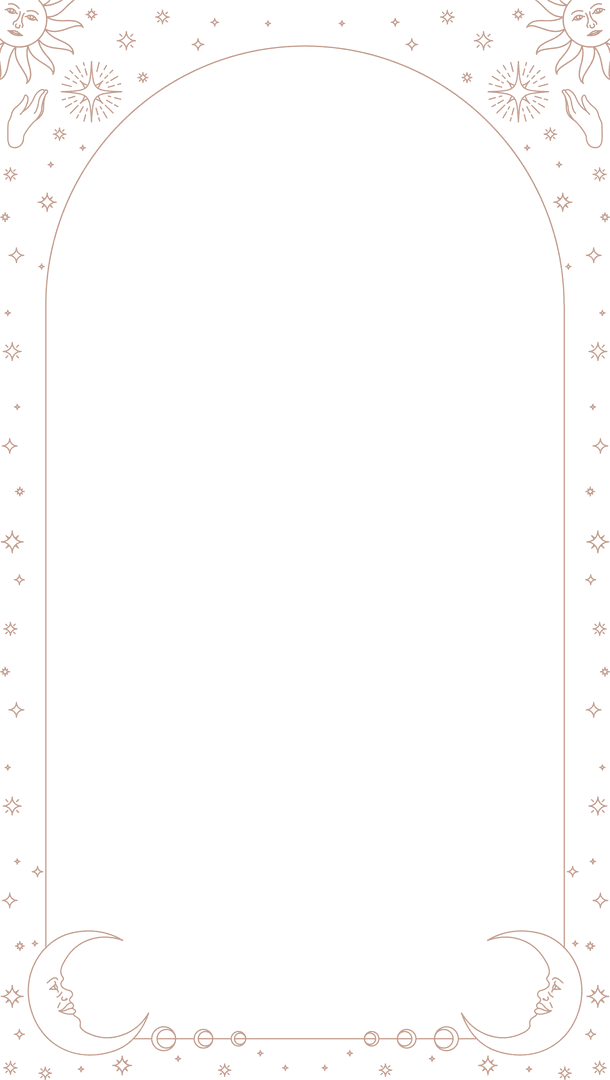 Intricate Gold Art Deco Border Frame with Celestial Elements on Transparent Background