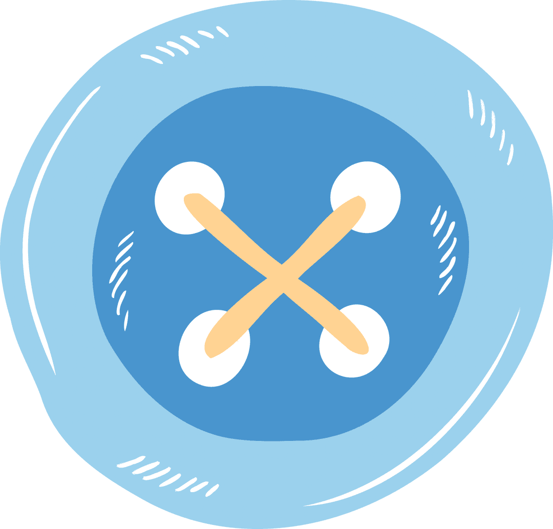 Trendy Blue Button Illustration on Transparent Background