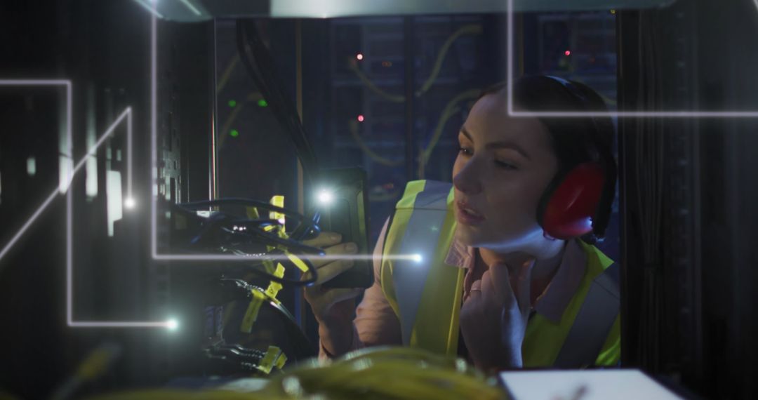 IT Engineer Monitoring Server Connections with Smartphone