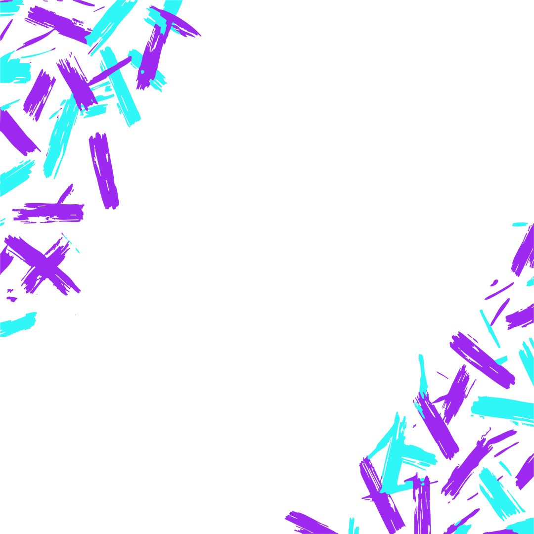 Abstract Cyan and Purple Brush Strokes on Transparent Background