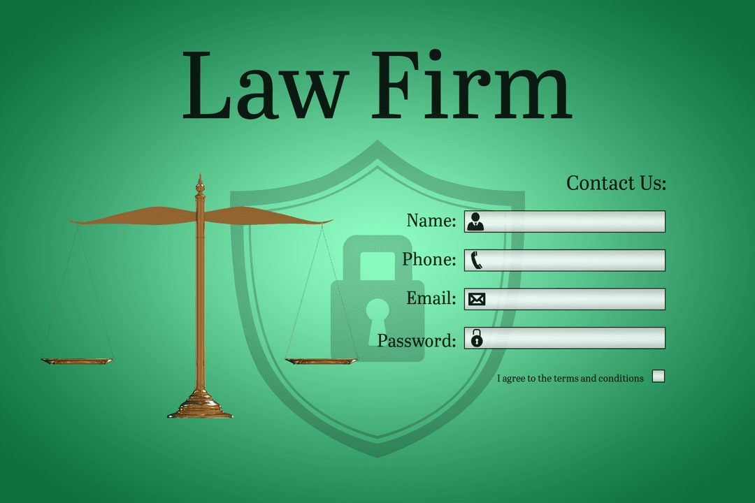 Transparent Lawyer Contact Form with Scales of Justice Balanced