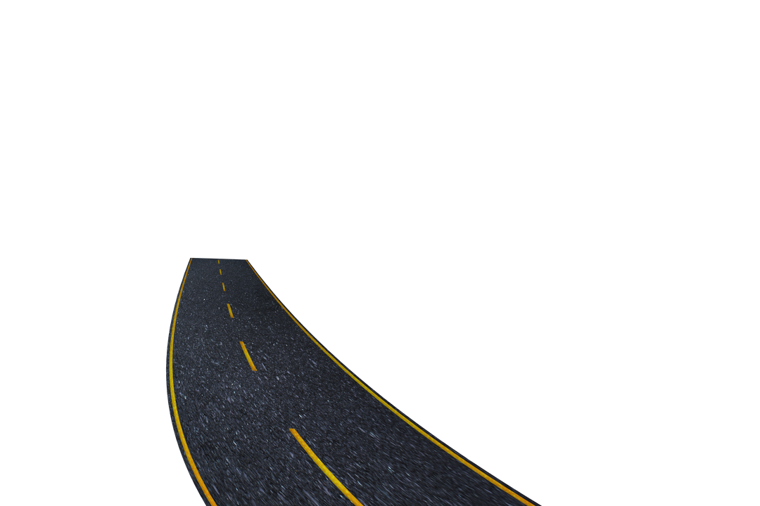 Curved Asphalt Road with Yellow Lines on Transparent Background - Download Free Stock Images Pikwizard.com