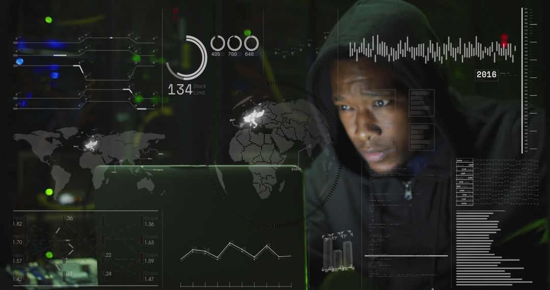 Focus on Cybersecurity Expert Analyzing Data Arrays