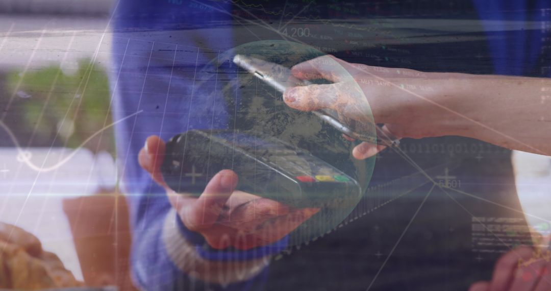 Digital Transaction Concept Merging Commerce and Global Data Connectivity