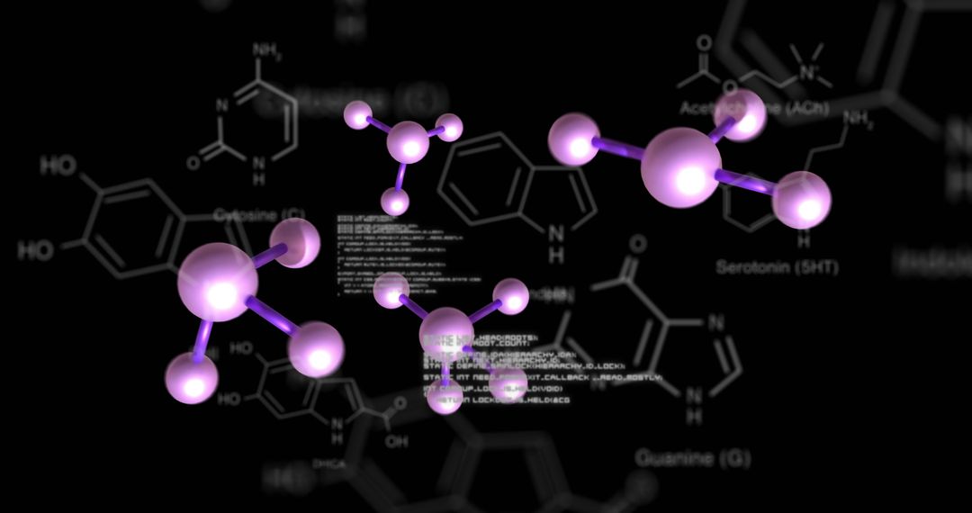 3D Molecular Structures Over Chemical Formulas Background